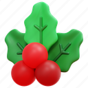 mistletoe, holly, christmas, xmas, ornament, nature, decoration, 3d 