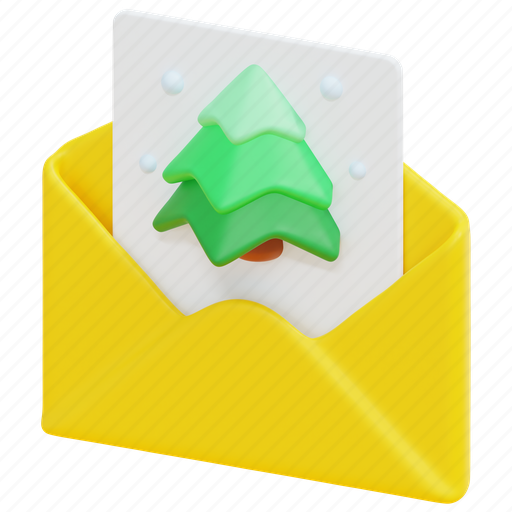 Christmas, card, xmas, mail, letter, envelope, 3d 3D illustration - Download on Iconfinder