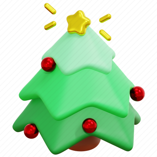 Christmas, tree, xmas, decoration, pine, celebration, 3d 3D illustration - Download on Iconfinder