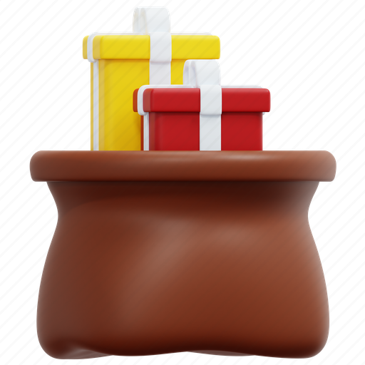 Gift, bag, sack, santa, claus, christmas, xmas 3D illustration - Download on Iconfinder