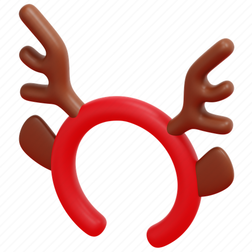 Headband, reindeer, deer, christmas, accessory, xmas, costume 3D illustration - Download on Iconfinder