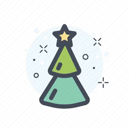 Christmas, collor, filled, green, line, stars, tree icon - Download on Iconfinder