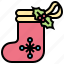 christmas, decoration, present, santa, sock 