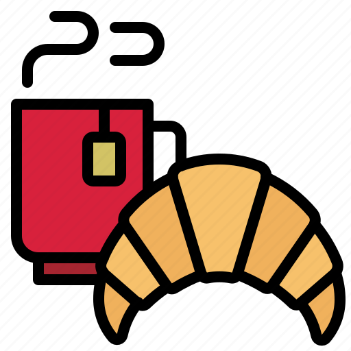 Christmas, food, break, snack, light meal, hot tea, croissant icon - Download on Iconfinder