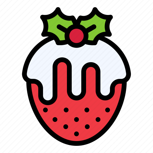 Christmas, food, strawberry glazed, white chocolate, xmas icon - Download on Iconfinder