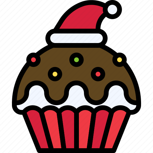 Christmas, food, cup cake, santa hat, xmas icon - Download on Iconfinder