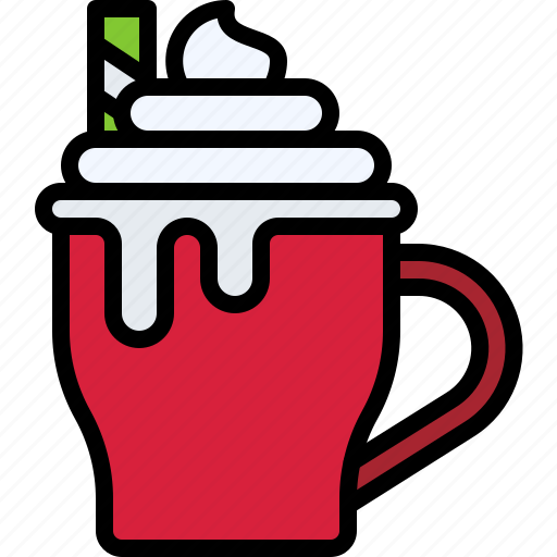 Christmas, food, milkshakes, latte, whiped cream icon - Download on Iconfinder