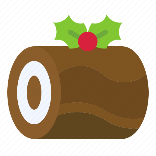 Christmas, food, yule log, cake, chocolate yule icon - Download on Iconfinder