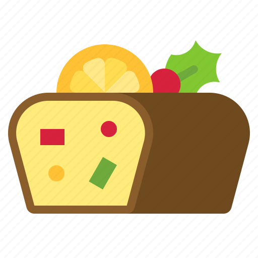 Christmas, food, fruitcake, fruit cake, orange, bakery, holiday icon - Download on Iconfinder