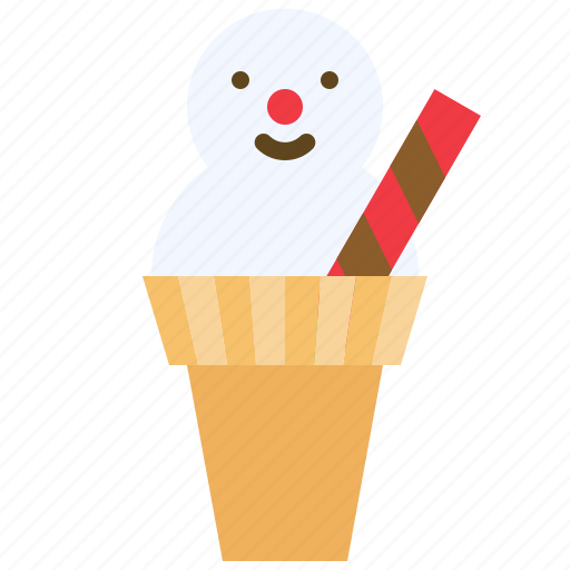 Christmas, icecream, snowman, dessert, ice, waffle, cone icon - Download on Iconfinder