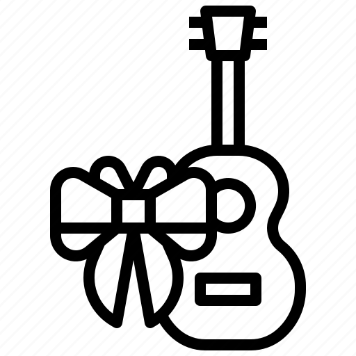 Guitar, music, gift, christmas, bow icon - Download on Iconfinder
