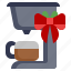 coffee, machine, food, restaurant, gift, christmas, bow 