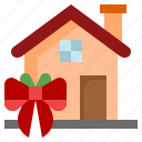 home, buildings, gift, christmas, bow