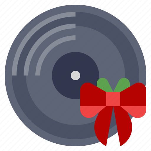 Record, music, multimedia, disc, gift, bow icon - Download on Iconfinder