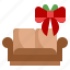 sofa, furniture, and, household, gift, christmas, bow 