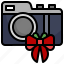 camera, photograph, gift, christmas, bow 
