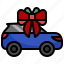 car, transport, automobile, gift, bow 