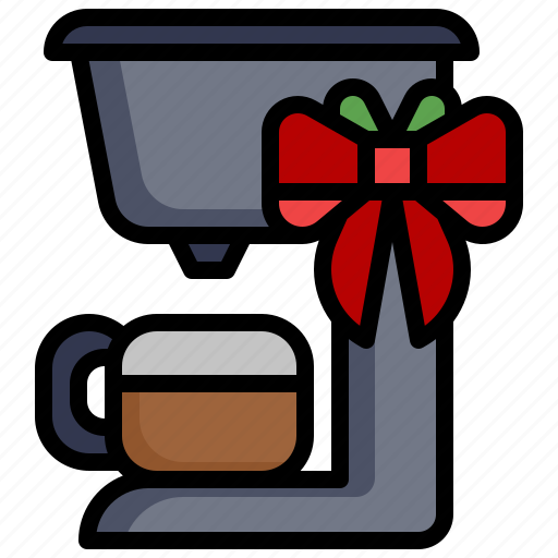 Coffee, machine, food, restaurant, gift, christmas, bow icon - Download on Iconfinder