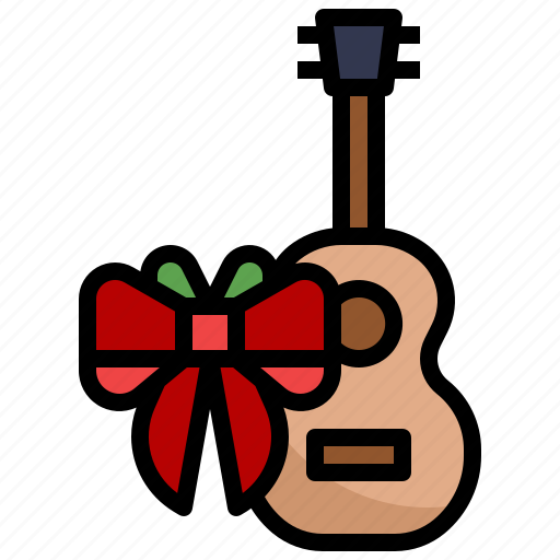 Guitar, music, gift, christmas, bow icon - Download on Iconfinder