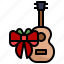 guitar, music, gift, christmas, bow 