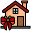 home, buildings, gift, christmas, bow 
