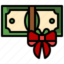 money, gift, christmas, bow, currency
