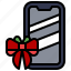smartphone, technology, gift, christmas, bow 