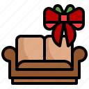 sofa, furniture, household, gift, christmas, bow