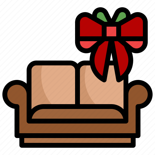 Sofa, furniture, household, gift, christmas, bow icon - Download on Iconfinder