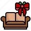 sofa, furniture, household, gift, christmas, bow 