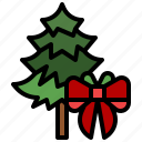 tree, pine, gift, christmas, bow