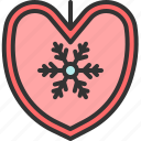 heart, snow, flake, winter, pendant, celebration, christmas