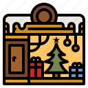 shop, christmas, tree, building, gift