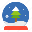 christmas, merry, pine, snow globe, winter, xmas 