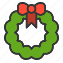 bow, christmas, ornament, wreath, xmas
