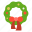 bow, christmas, merry, ornament, wreath, xmas 