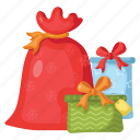 christmas gift, gift, santa claus bag, christmas