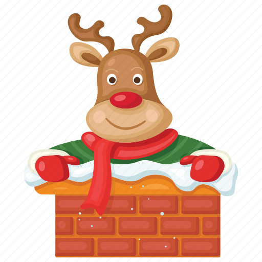Reindeer, animal, christmas, chimney, winter, funny, cute icon - Download on Iconfinder