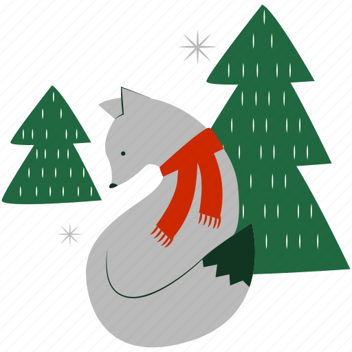 Fox, christmas, xmas, winter, pet, tree, forest illustration - Download on Iconfinder
