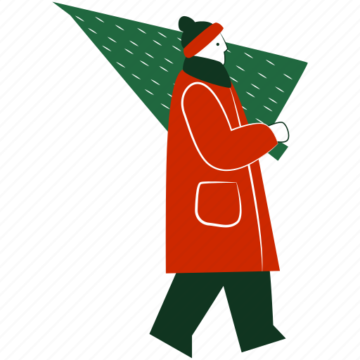 Tree, man, christmas, xmas, winter, holiday, celebration illustration - Download on Iconfinder