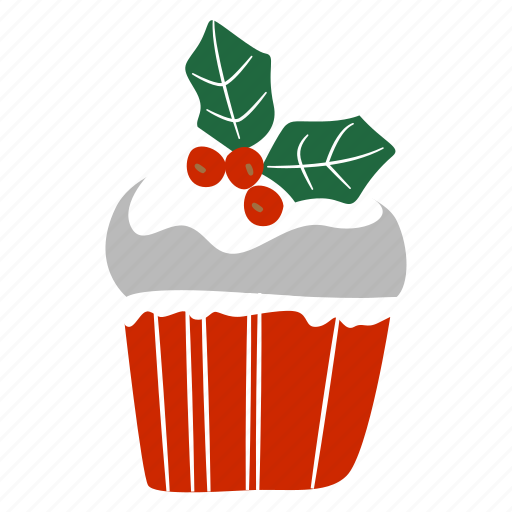 Cupcake, sweets, xmas, christmas, holiday, celebration, food illustration - Download on Iconfinder
