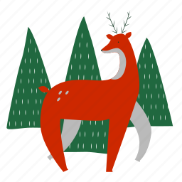 deer, tree, forest, christmas, xmas, winter, holiday, celebration, nature 