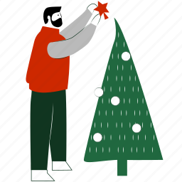 christmas, tree, man, holiday, decoration, winter, xmas 