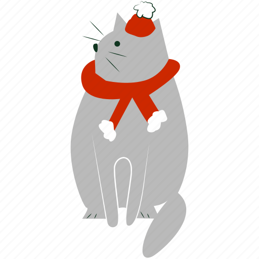 Cat, animal, pet, cute, christmas, xmas, winter illustration - Download on Iconfinder