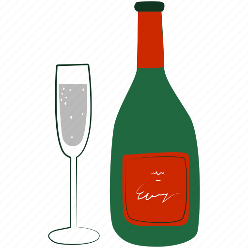 Champagne, drink, beverage, alcohol, xmas, christmas, holiday illustration - Download on Iconfinder