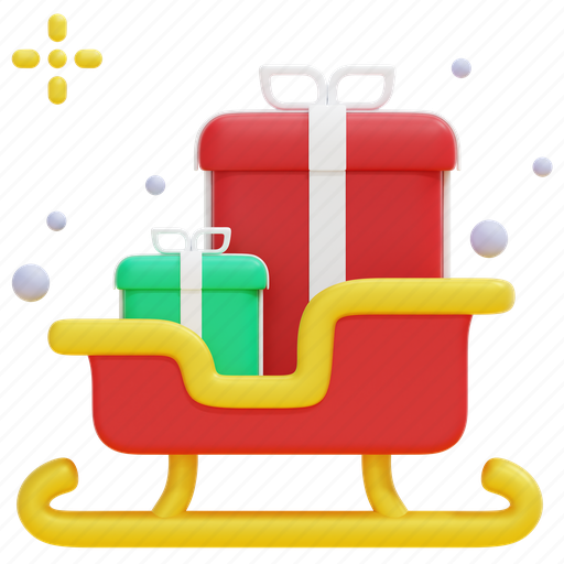 Sledge, christmas, xmas, sled, transportation, 3d icon - Download on Iconfinder