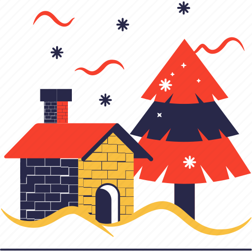 Landscape, chrsitmas, tree, house, snow, clouds icon - Download on Iconfinder