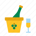 beverage, bottle, champagne, drink, glass, ice bucket