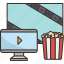movie, screen, entertainment, video, popcorn 
