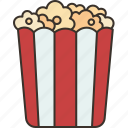 popcorn, bucket, snack, movie, time